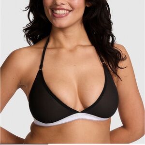VS PINK Logo Mesh Halter Triangle Bralette